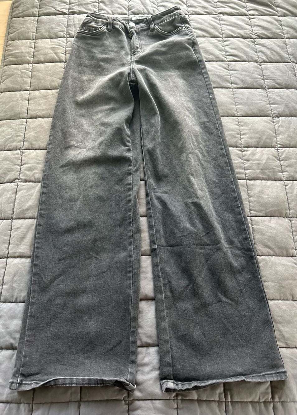 Refuge Denim High Rise Stretch Wide Leg Jeans Size 01 Dark Gray Wash